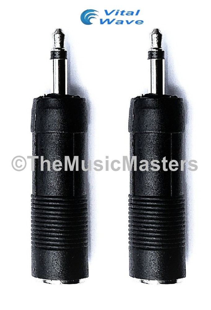 (2) 1/4″ Female Jack to 1/8″ Male Plug Mono Microphone Audio Mic Adapter VWLTW