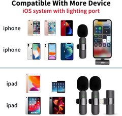 Rechargeable Omnidirectional Microphone Set for iPhone Live Streaming & Vlogging