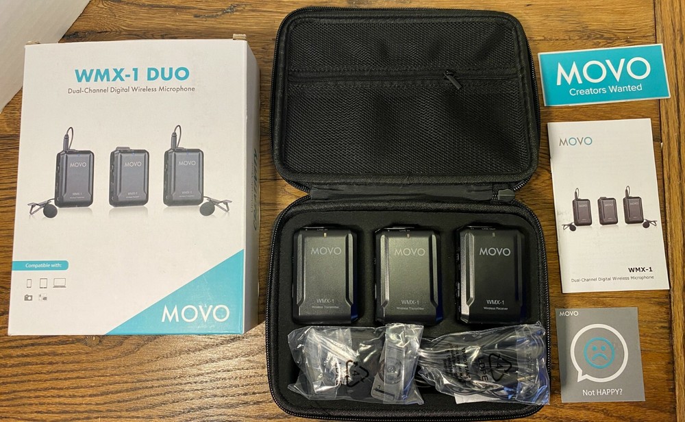 Movo WMX-1-DUO 2.4GHz Dual Wireless Lavalier Microphone System Compatible wit…