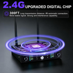 Upgraded 2.4GHz Wireless Microphone System for Karaoke, DJ & Church Events