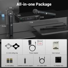 Phenyx Pro Wireless Microphone System, Dual Wireless Mics,w/ 2 Handhelds, Aut…