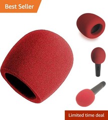 Compact Red Foam Microphone Windscreen – Ideal for Vocal Clarity & Protection