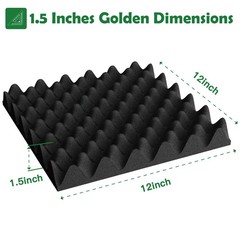 12 Pack 1.5 x 12 x 12 Inch Egg Crate Foam Pads (More Soundproof Design)