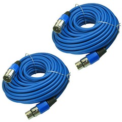 2 MALE FEMALE 3pin XLR mixer to powered speaker cables 100ft foot 30m meter lead