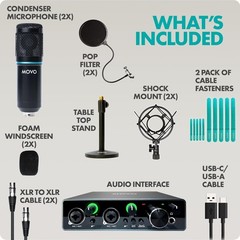 Movo PodPak2T Podcast Equipment Bundle 2-Pack Cardioid Microphone Kit + MDX-1