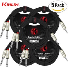 5-PACK Kirlin 3FT 3.5mm TRS To Dual 1/4″ Mono Noise-Free Cable Y-362 PRL-03/BK