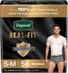Real Fit Incontinence Underwear for Men, Disposable, Maximum Absorbency, Small/M
