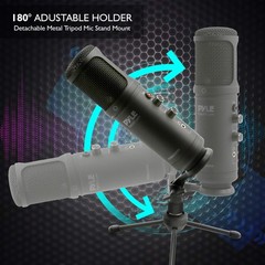 Jovial USB PC Recording Condenser Microphone – Blue LED, Adjustable Gain, Headph