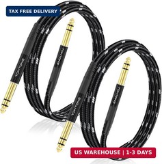 1/4 Inch TRS Cable 2-Pack 6.6FT, Quarter Inch 6.35mm Balanced Stereo Audio Cable