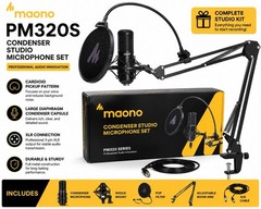 maono PM320S Condenser Studio Microphone XLR Shock Mount Pop Filter Boom Arm