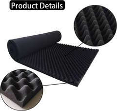 Egg Crate Foam Panel 48x24x2 Black Acoustic Soundproof Wall Panels Recording