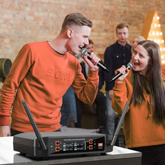 DX4 Wireless Microphone, Professional 4 Channels Karaoke Handheld System for Hom