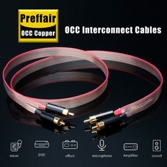 ir 8N OCC Copper Flat Ribbon RCA Cable Signal Cord with Gold Plated Plug