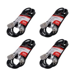 Pack of 4x Pro X 10′ 120VAC NEMA 15 Male to 3 Outlet Female Power-Extension Cord