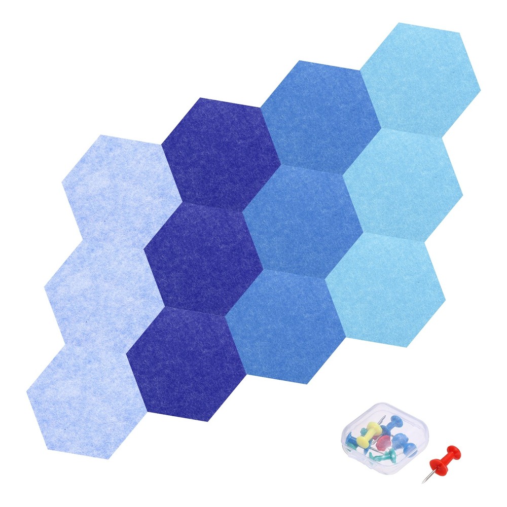Acoustic Panels with 7 Push Pins (Dark Blue,Sky Blue,Blue,Light Blue)