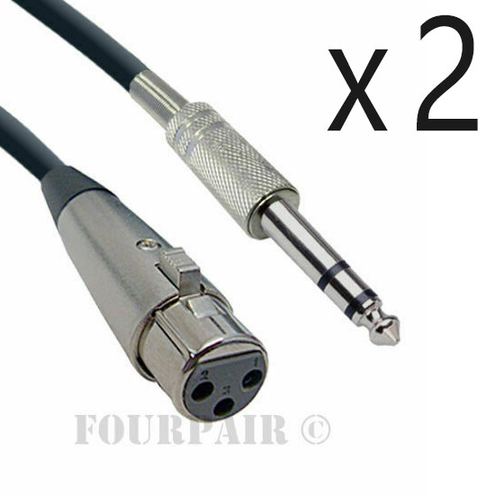 2 Pack – 15ft XLR 3-Pin Female to 1/4″ Stereo TRS Shielded Microphone Mic Cable