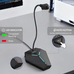 USB Desktop Microphone with Mute Button for Gaming, Podcasting & Streaming