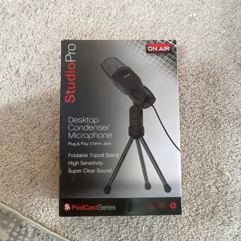 Tzumi Studio Pro Condenser Microphone, Plug & Play, 3.5mm, Tripod, Podcasting