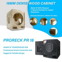 PRORECK PR18 18″ 2000W Active Powered PA DJ Subwoofer Speaker Cabinet Single