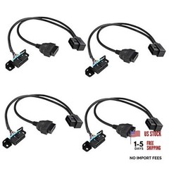Pack of 4 Right Angle Universal OBD2 OBD II 16 Pin Splitter Y Open 4 Pack