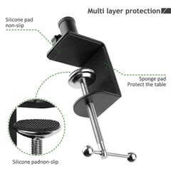 Heavy Duty Metal Table Mount Clamp, Metal Desk Clamp for Mic Boom Arm Stand A…