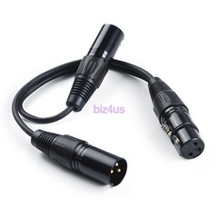 4Pcs 3-Pin XLR 1 Female Plug to Dual 2 Male Splitter Mic DJ Cable Adaptor Black