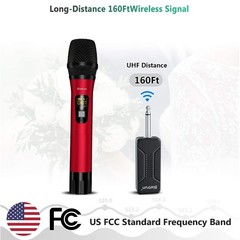 Wireless Microphone, Uhf Metal Dynamic 5cm (W) x 24cm (L) x (H), Red