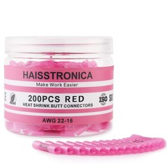 haisstronica 200PCS 22-16 AWG Red Heat Shrink Butt Connectors – Medium,