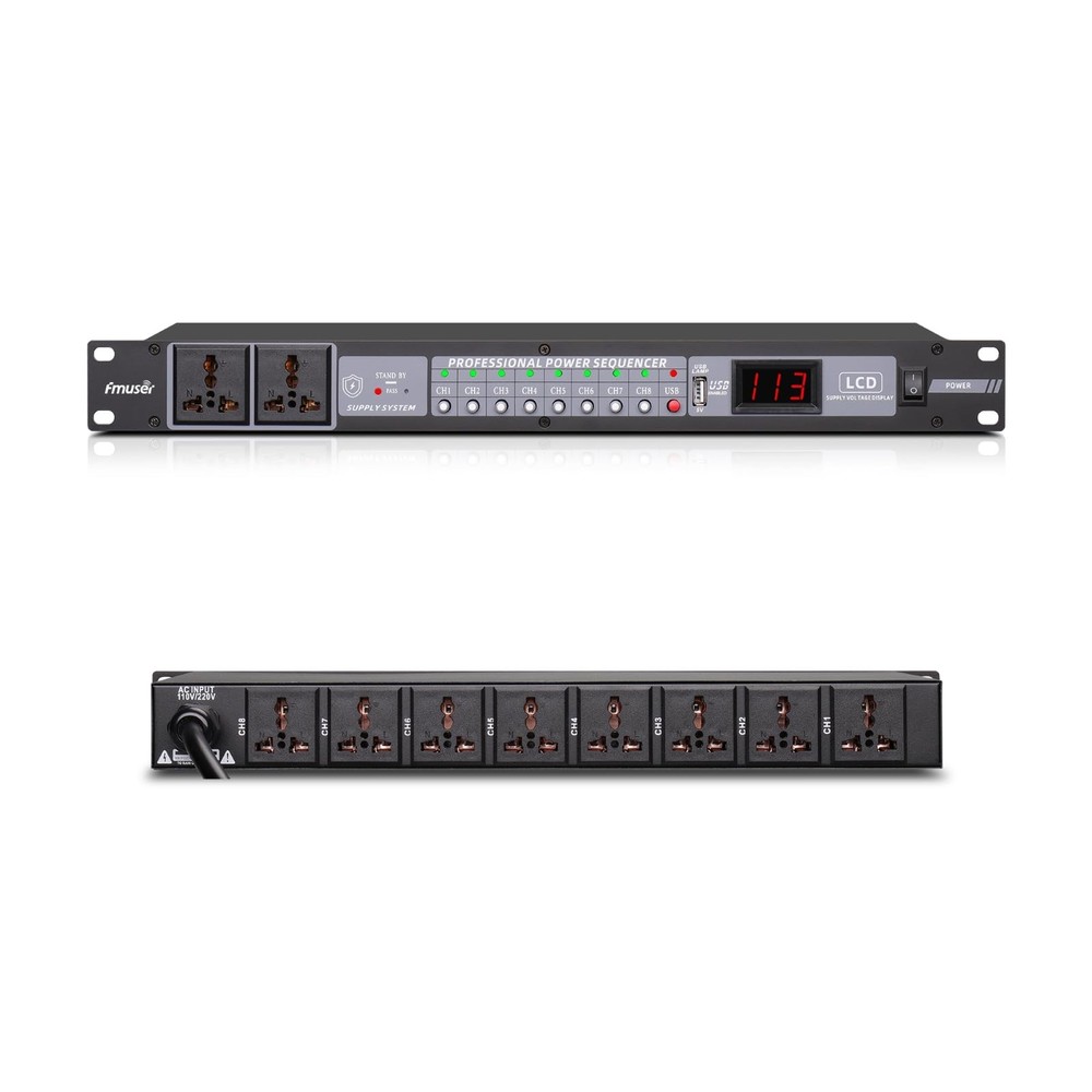 FMUSER 10-Outlet Power Sequencer Conditioner, 3000W Rack Conditioner…