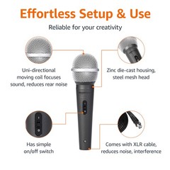 Amazon Basics Dynamic Microphone – Large (Pack of 12), Black/Silver