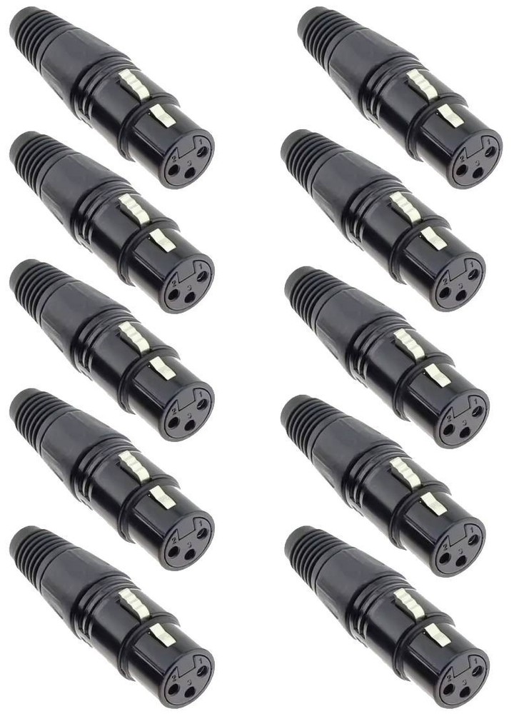 10 PCS XLR 3Pin Male Mic Microphone Adapter Cable Audio Connector Plug End Black