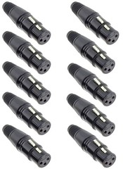 10 PCS XLR 3Pin Male Mic Microphone Adapter Cable Audio Connector Plug End Black