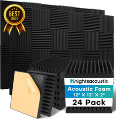 24 Pack Soundproof Acoustic Foam Panels 12x12x2 Inch Self Adhesive High Density