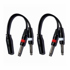 2-Pack 1/4″ TRS Female to Dual 1/4″ TS Male Audio Splitter Adapters