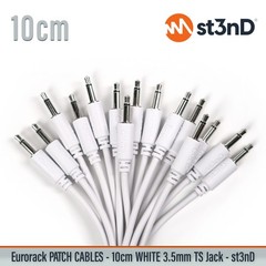 15 pcs Modular Eurorack PATCH CABLE – WHITE 10cm – 3.5mm Mono – TS Jack