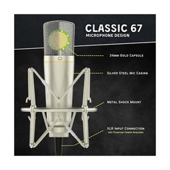 MA-67 Studio Condenser Microphone, 34mm Gold Large Diaphragm Capsule, Includi…