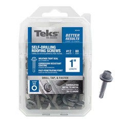 Teks Roofing Screws 12×1 Hex Head Drill Point 80 Pack Metal Wood Fasteners