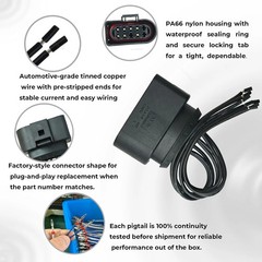 Headlight Pigtail Connector Harness – 7-Wire Halogen Headlamp Plug, Compatible w