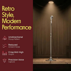 Pyle PDMICR70SL Wired Retro Style Detachable Unidirectional Microphone