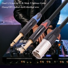 XLR to TRS Cable, XLR to Dual 1/4 Cable, 1/4 to XLR Male Male Connector