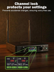 Wireless Microphone System, 328FT Long Range UHF Cordless Mic Set with Handheld