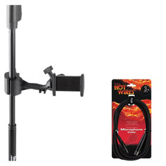 Mic Stand Smartphone Holder + 3ft XLR Microphone Cable Vocal Recording Bundle