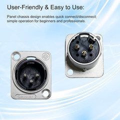 25Pcs XLR 3Pin Male Panel Mount Chassis Connector Nickel Plated Housing Silver