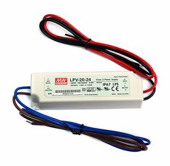 1pc LED Power Supply Constant Voltage CV Driver LPV-20-24 20W 24V 0.84A IP67 MW