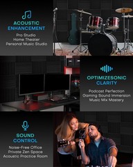 48 Pack Sound Proof Foam Panels for Walls with Self Adhesive, 12x12x1 Acousti…