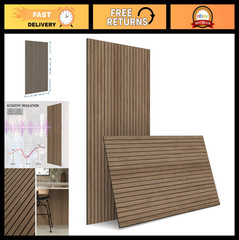 4-Piece Acoustic Wall Panels, 3D Sound Absorbing, Peel & Stick Wood Slat Decor 4