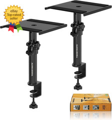 Set of 2 Desktop Clamp Speaker Stands Short Studio Monitor Stands Height Adjusta