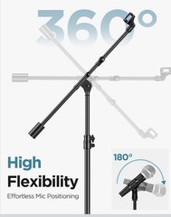 Microphone Stand Floor Detachable Boom Mic Arm w/ Weighted Bas Max Height 82.28″