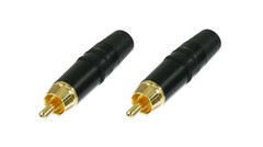 2 – New Genuine Neutrik Rean NYS373-0 RCA Male Phono Plug Black w/Gold Contacts