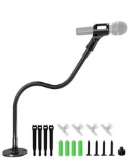 Etour 19-inch Gooseneck Microphone Holder 19 Inch + Flange Mount, Black